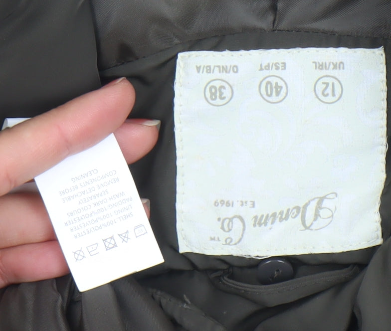 Denim Co Women Khaki Quilted Waistcoat Size 12 Zip Padded Vest