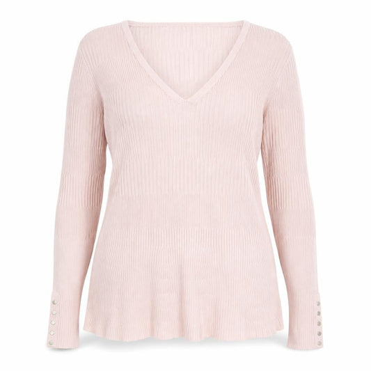 Marks & Spencer Per Una Pink V-Neck Slim Fit Knit Jumper Women's UK 16