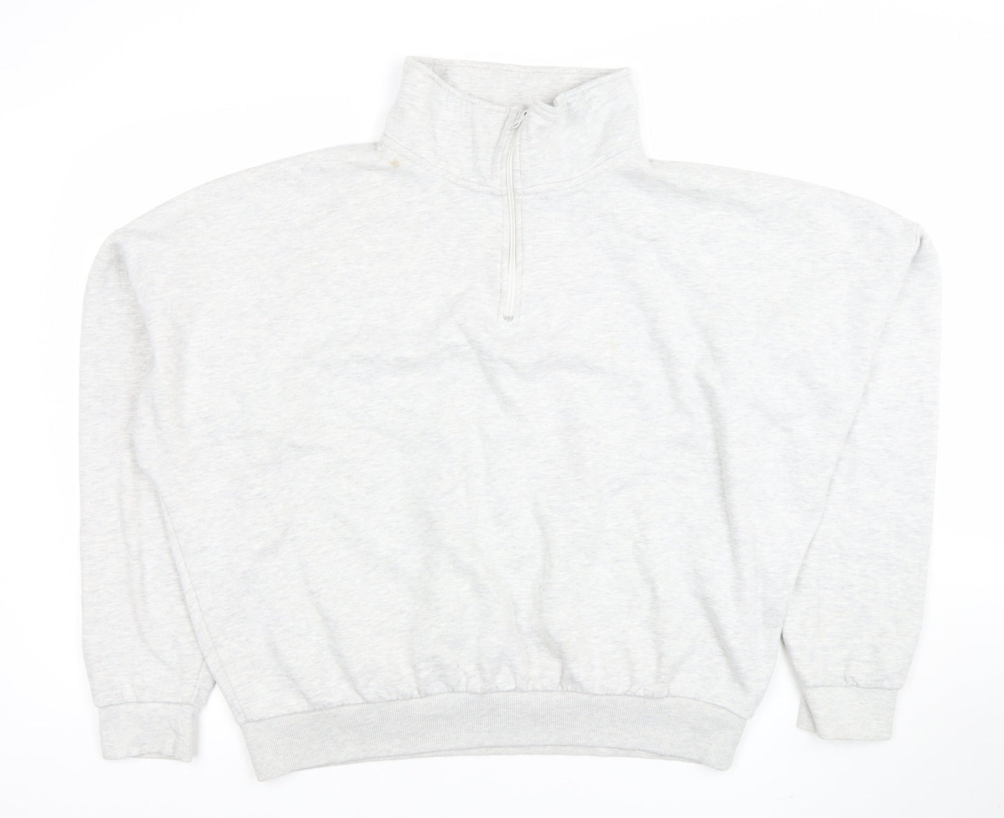 Boohoo Men's Grey 1/4 Zip High Neck Pullover Sweatshirt L