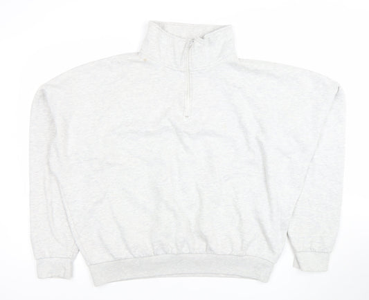 Boohoo Men's Grey 1/4 Zip High Neck Pullover Sweatshirt L