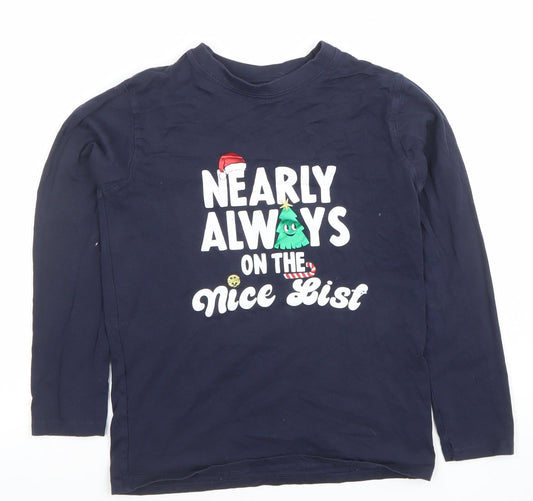 Dunnes Stores Boys Blue Christmas Long Sleeve Cotton T-Shirt 8-9 Years