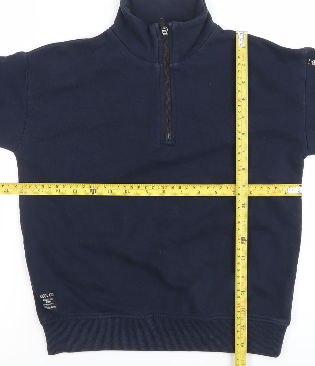 NEXT Boys Navy 6-7 Years 1/4 Zip Sweatshirt Cotton Blend Pullover