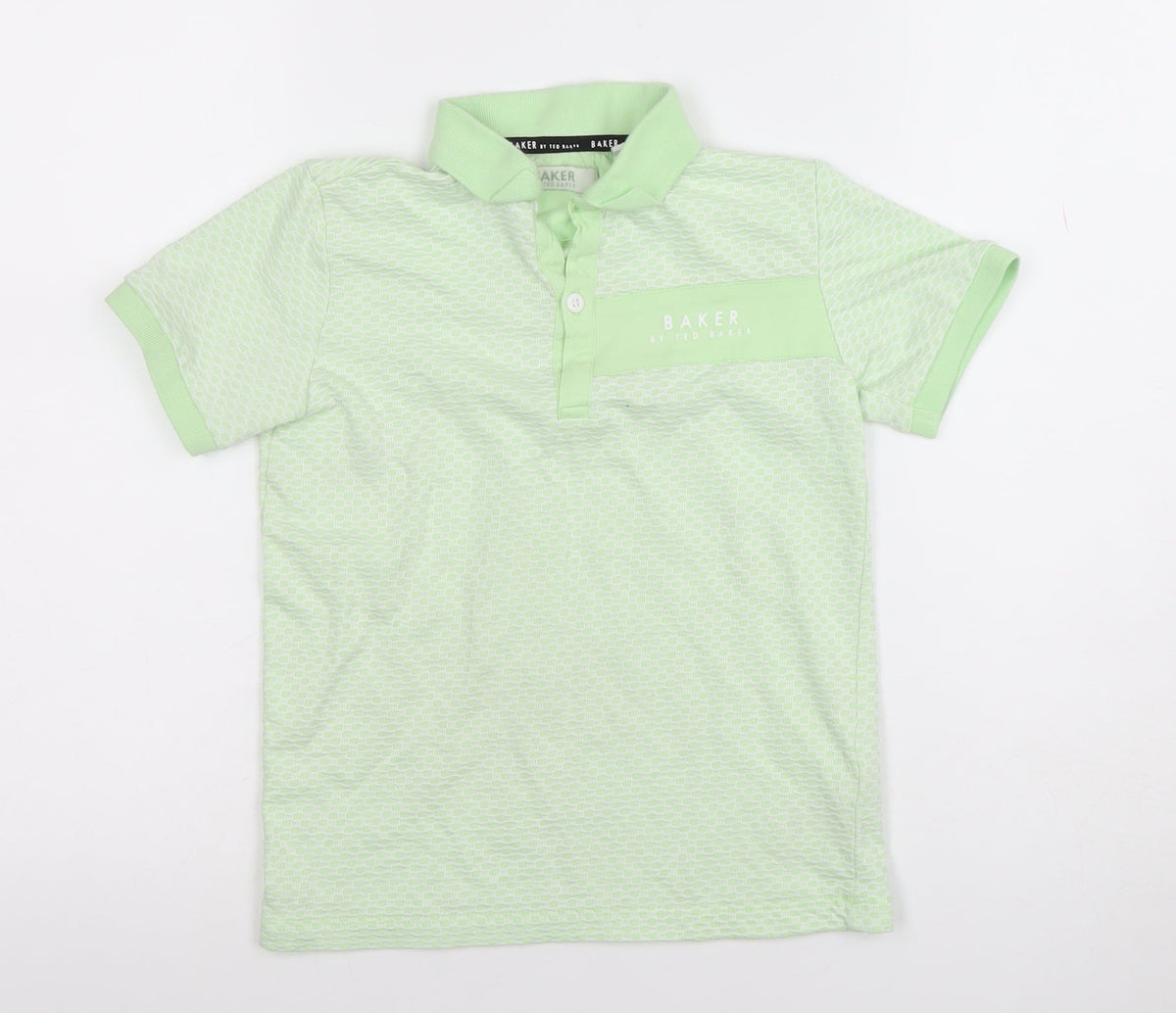 Ted Baker Boys Green Polo Shirt 8 Years Short Sleeve Cotton Blend