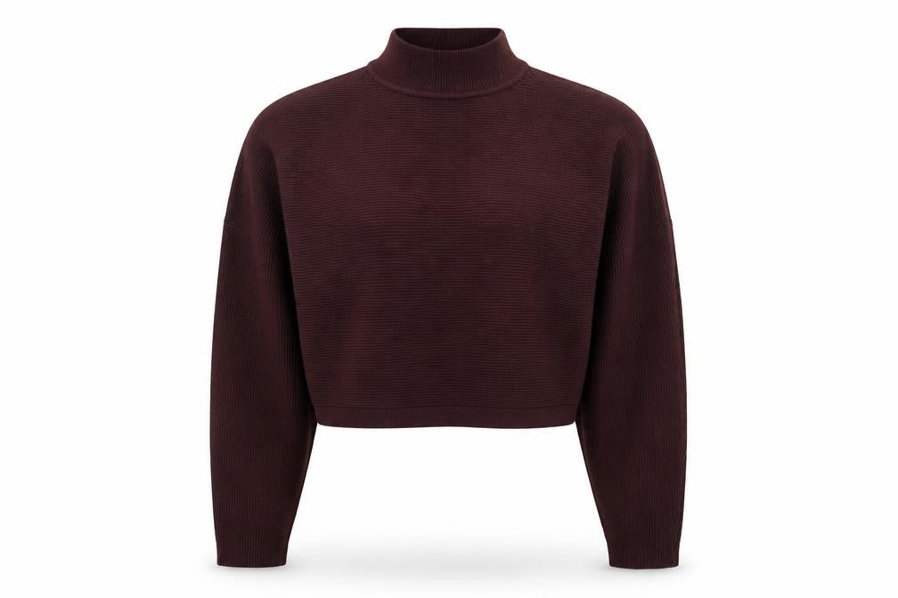 New Look Women’s Brown Mock Neck Rib Knit Relaxed Jumper Size S