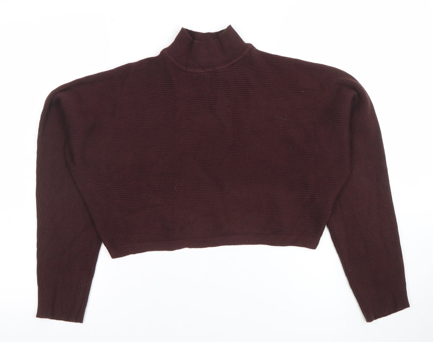 New Look Women’s Brown Mock Neck Rib Knit Relaxed Jumper Size S