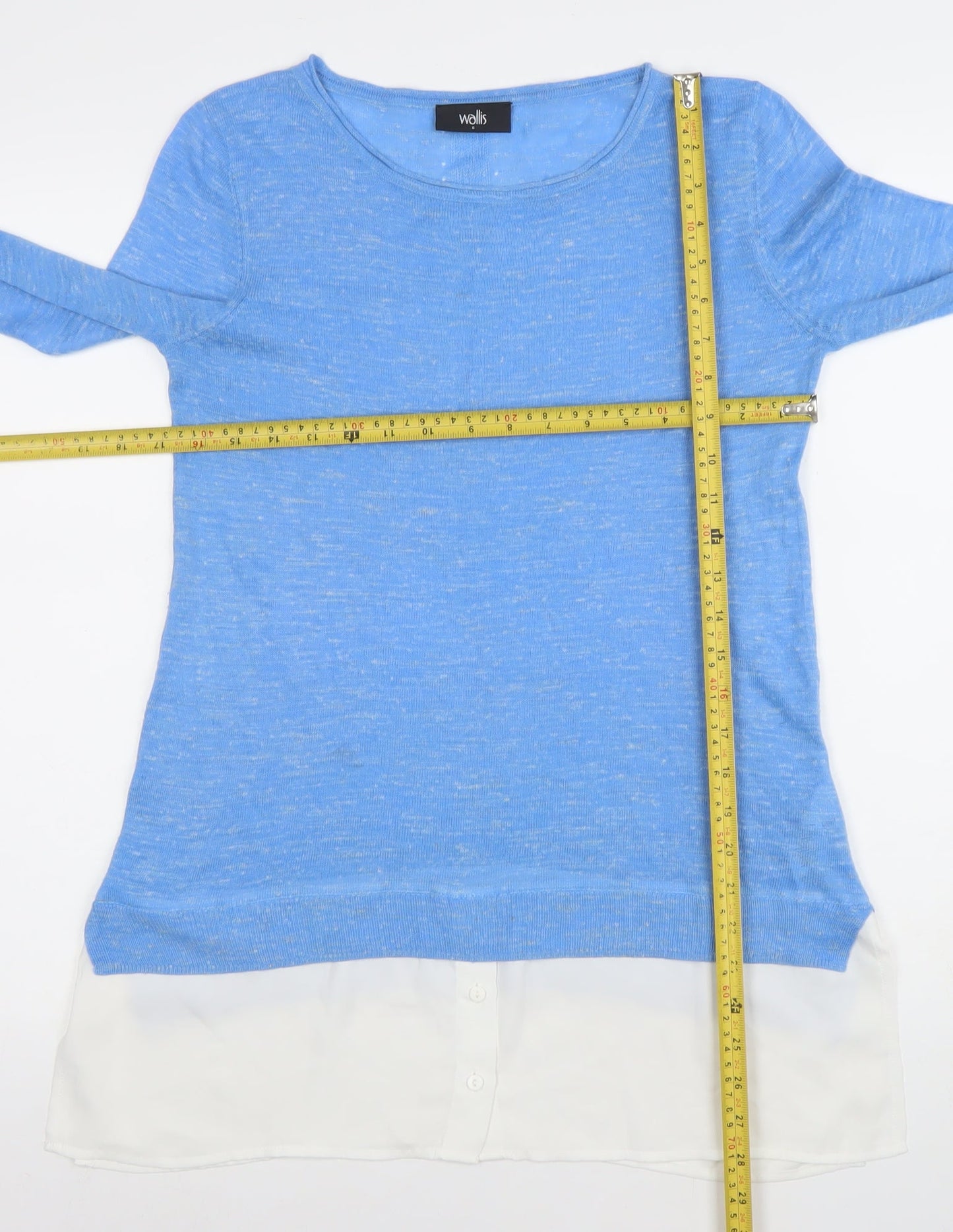 Wallis Women’s Blue Linen Blend Long Sleeve Pullover Jumper Size S
