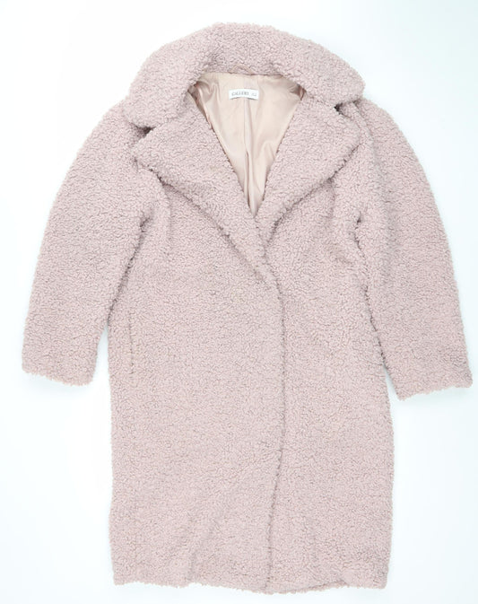 Gallery Women’s Pink Long Teddy Fleece Overcoat Size 8