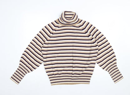 Marks & Spencer Women’s Multicoloured Striped Roll Neck Jumper Size S