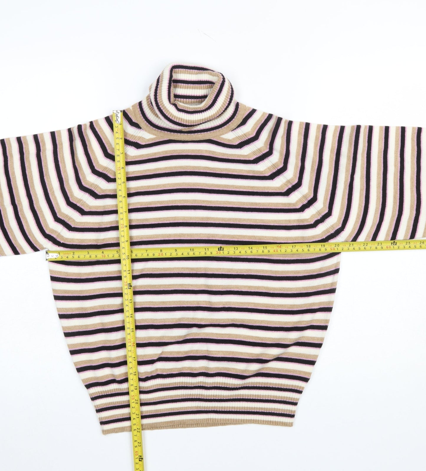 Marks and Spencer Women’s Multicoloured Striped Roll Neck Jumper Size S