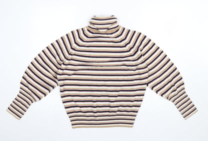 Marks & Spencer Women’s Multicoloured Striped Roll Neck Jumper Size S