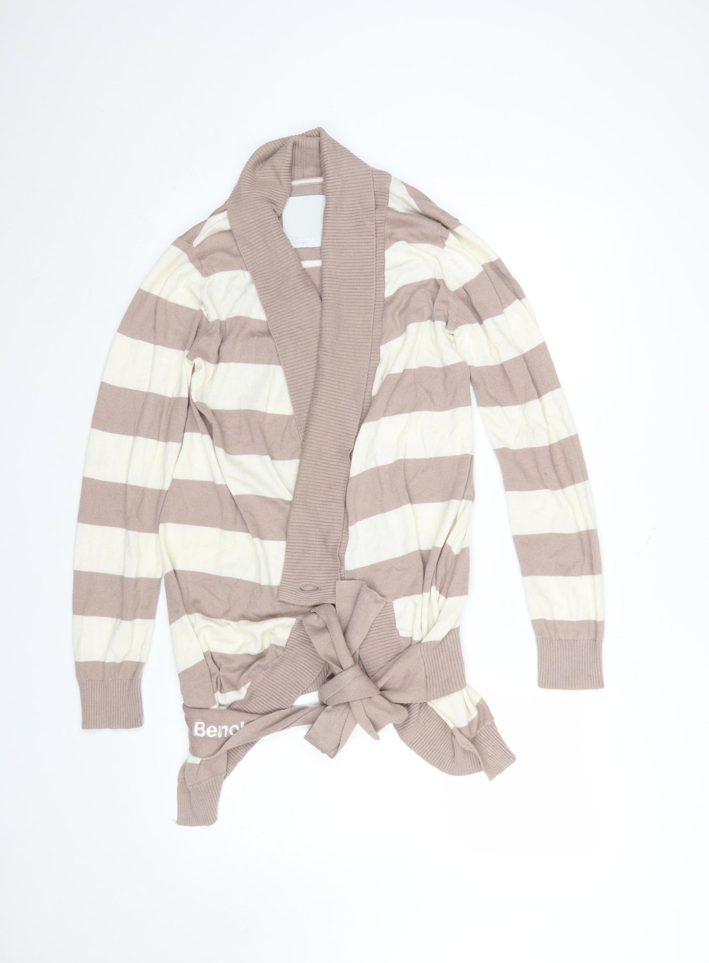 Bench Women’s Beige Stripe Belted Cardigan L Knitwear
