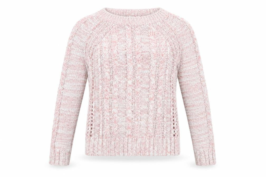Gap Womens Pink Cable Knit Cotton Acrylic Crew Neck Jumper Size S