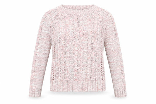 Gap Womens Pink Cable Knit Cotton Acrylic Crew Neck Jumper Size S