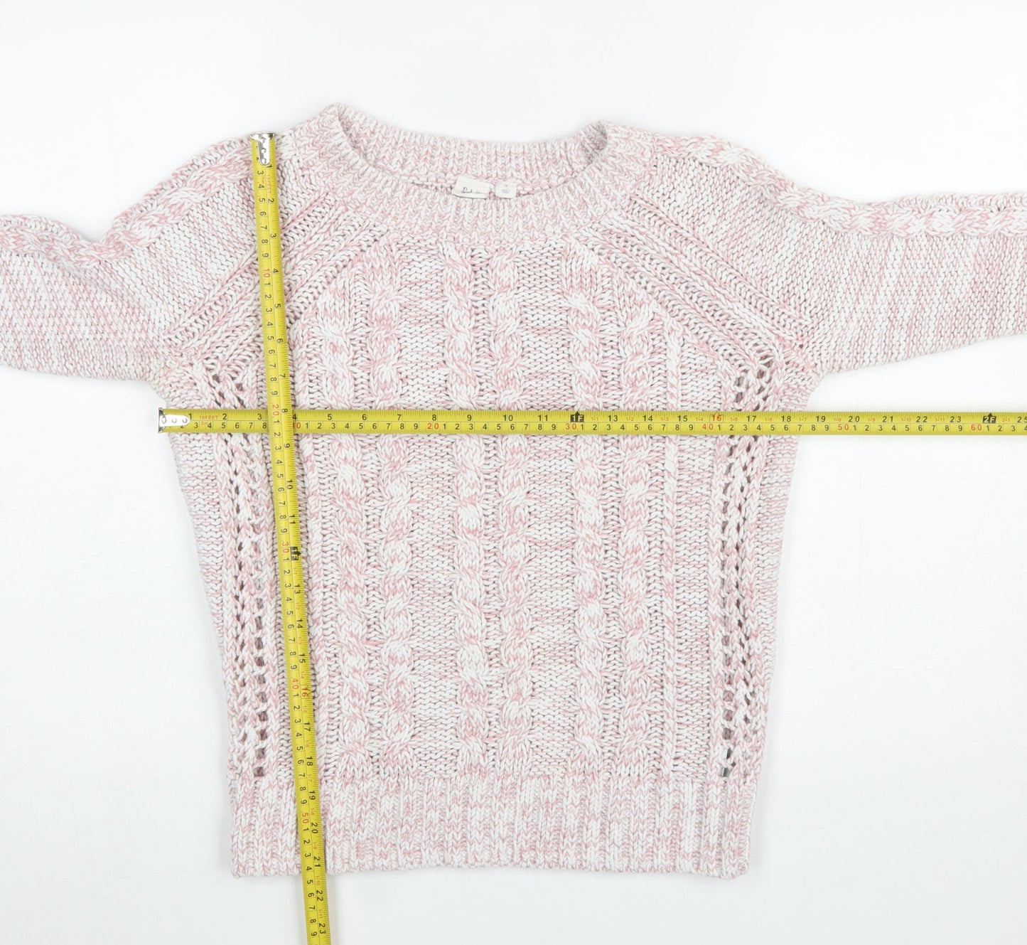 GAP Womens Pink Cable Knit Cotton Acrylic Crew Neck Jumper Size S