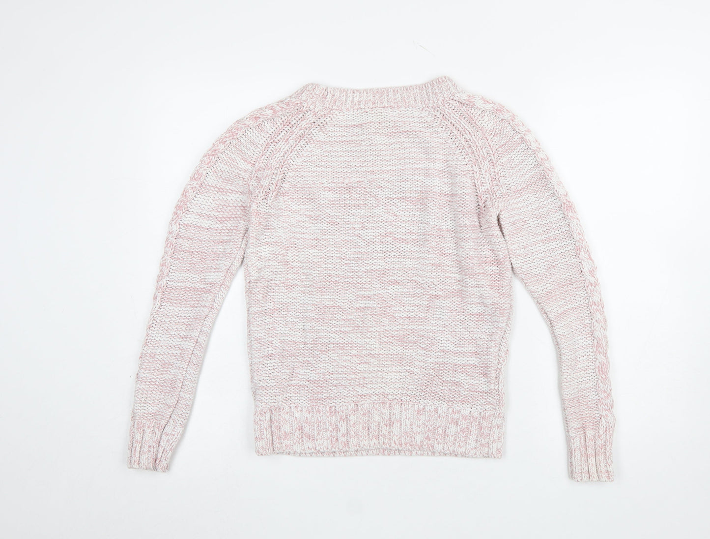 GAP Womens Pink Cable Knit Cotton Acrylic Crew Neck Jumper Size S