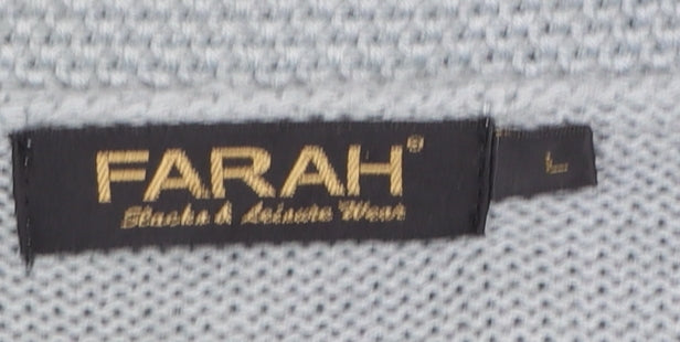Farah Men’s Grey Fair Isle Shawl Collar Cardigan Jumper Size L