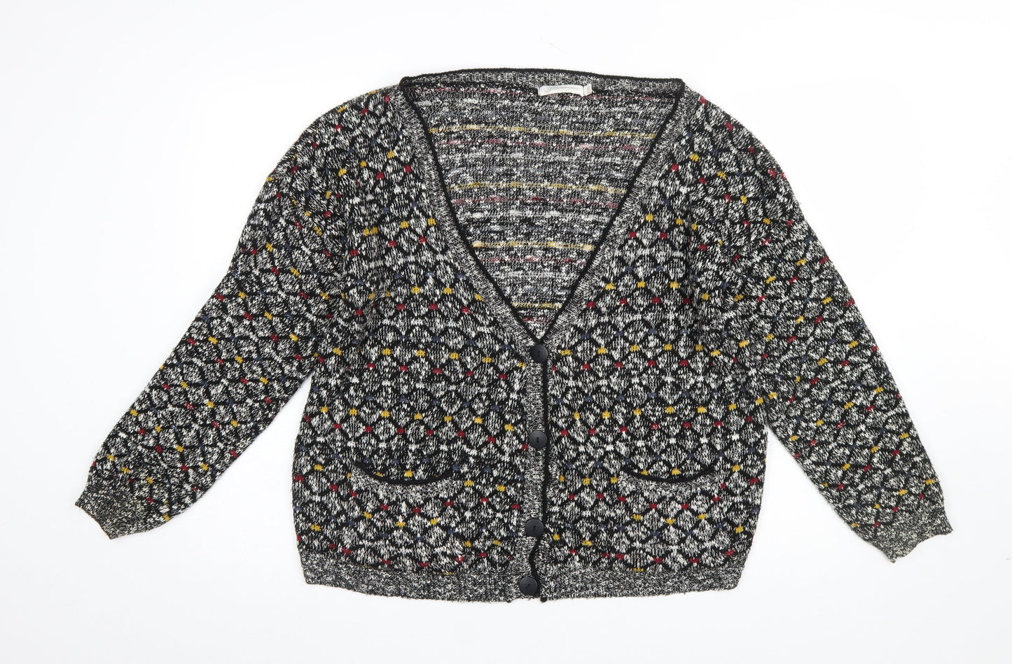Glamorous Women’s Multicoloured Knit V-Neck Button Cardigan Size 14