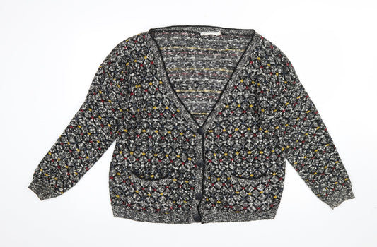 Glamorous Women’s Multicoloured Knit V-Neck Button Cardigan Size 14