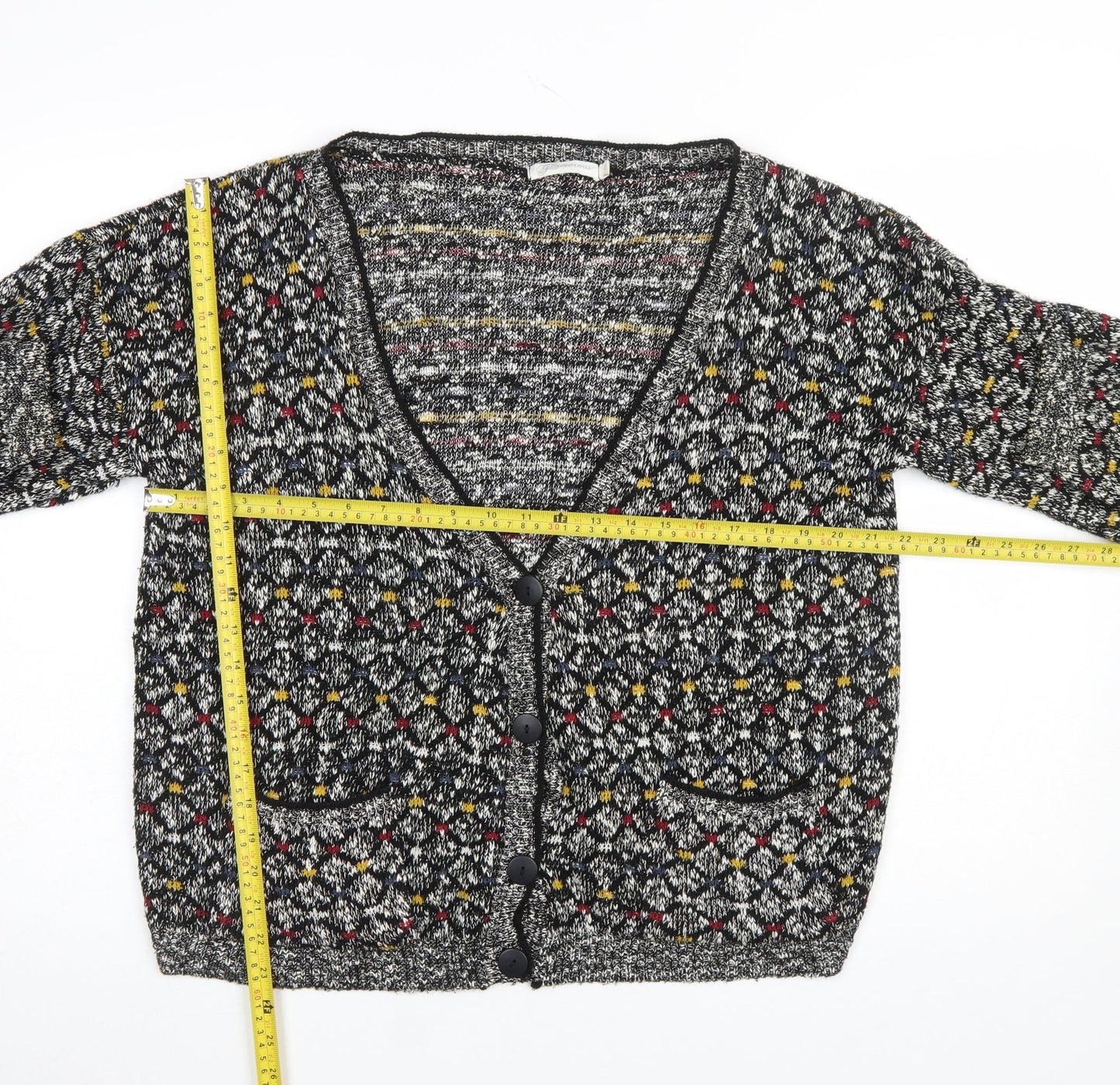Glamorous Women’s Multicoloured Knit V-Neck Button Cardigan Size 14