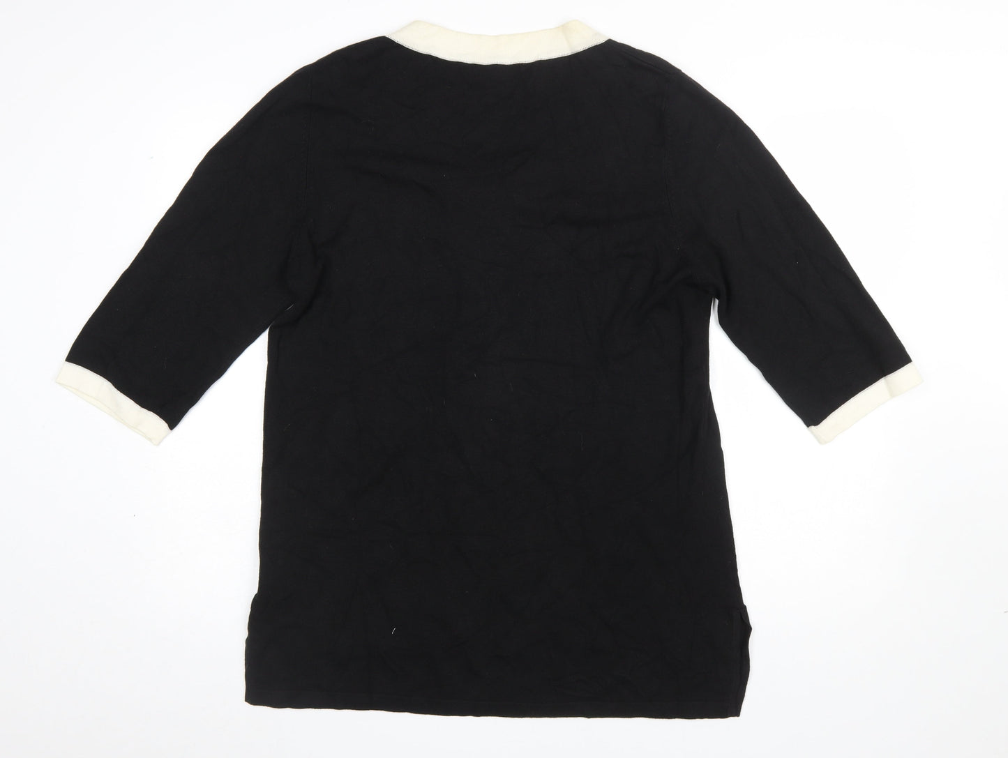 Pierre Cavallo Women Black Viscose Knit 3/4 Sleeve Pullover Jumper L