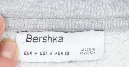 Bershka Women Grey Copenhagen 1/4 Zip Sweatshirt Size 12 Cotton Blend