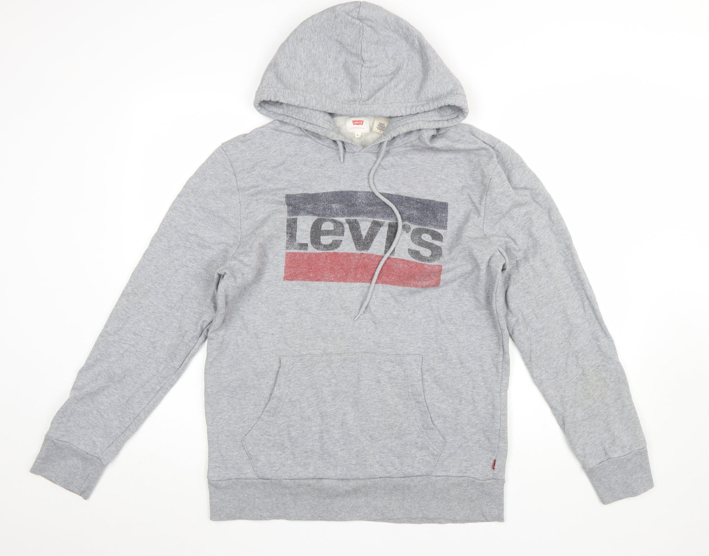 Levi's Mens Grey Pullover Hoodie M Logo Graphic Print Cotton