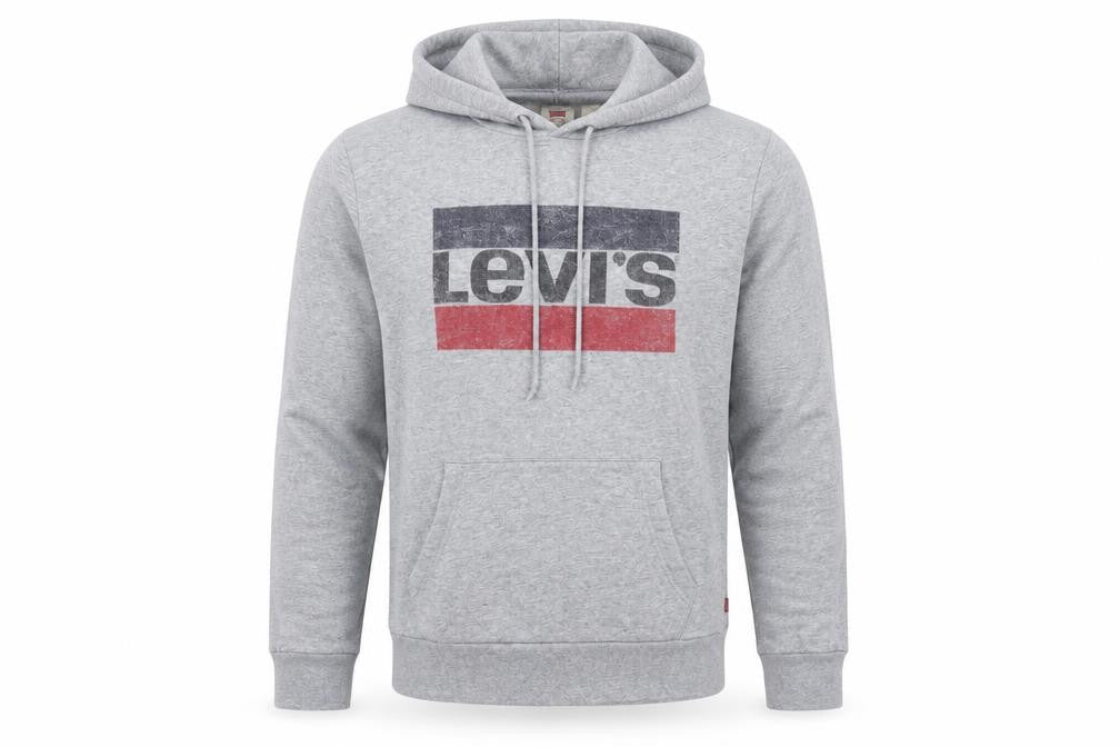 Levi's Mens Grey Pullover Hoodie M Logo Graphic Print Cotton