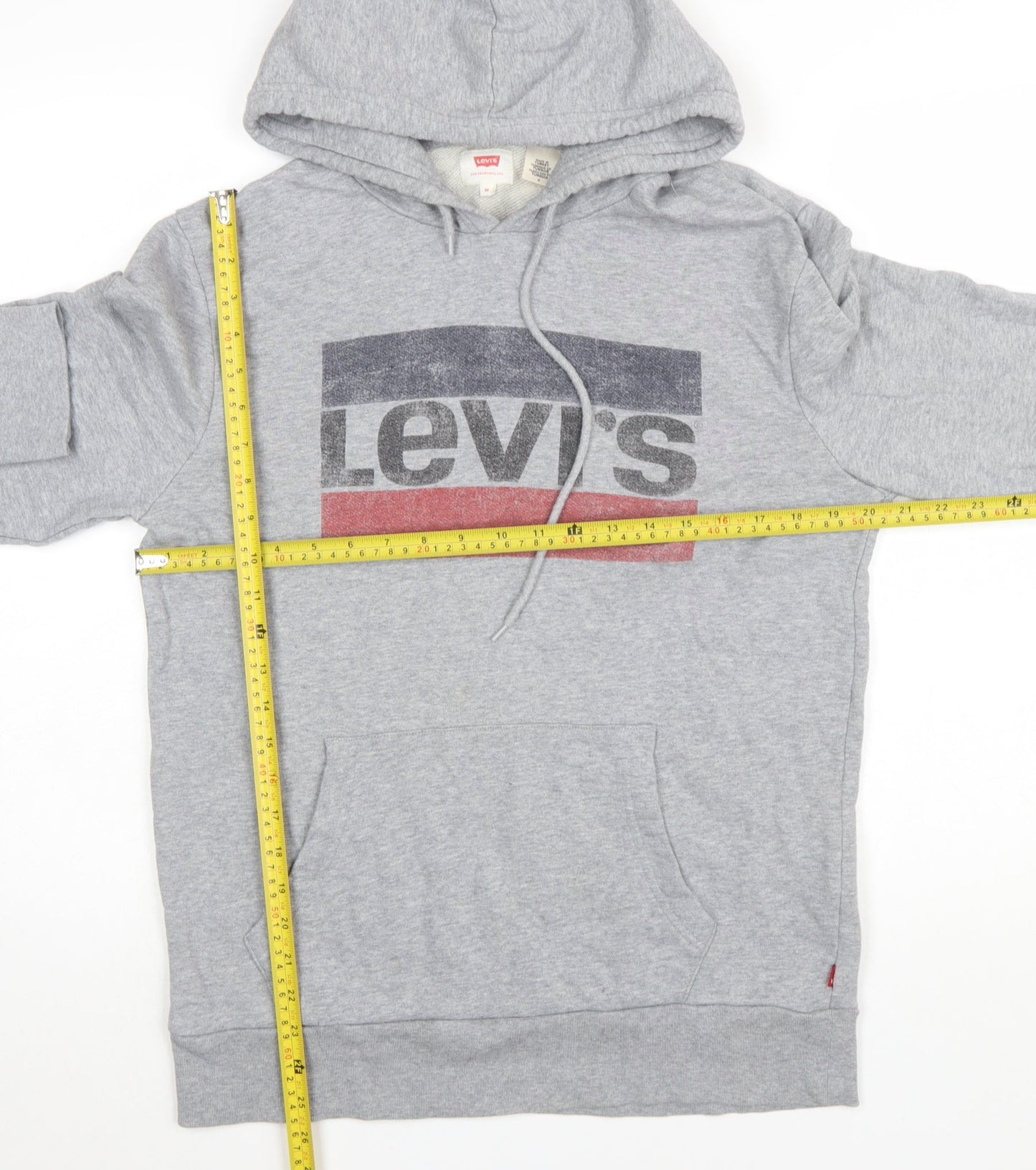 Levi's Mens Grey Pullover Hoodie M Logo Graphic Print Cotton