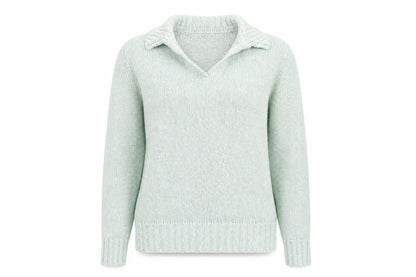 EWM Women’s Green Collared Knit Pullover Jumper Size M 14-16