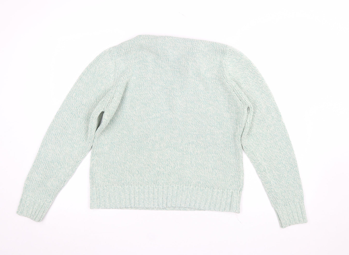 EWM Women’s Green Collared Knit Pullover Jumper Size M 14-16