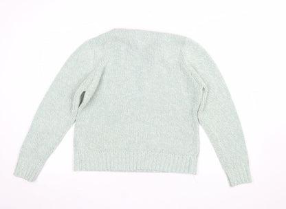 EWM Women’s Green Collared Knit Pullover Jumper Size M 14-16
