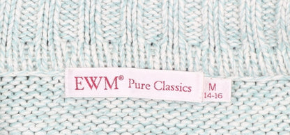 EWM Women’s Green Collared Knit Pullover Jumper Size M 14-16