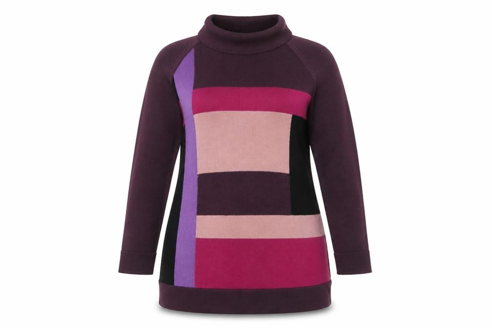 Marks & Spencer Women’s Multicoloured Roll Neck Wool Blend Tunic Jumper Size 16