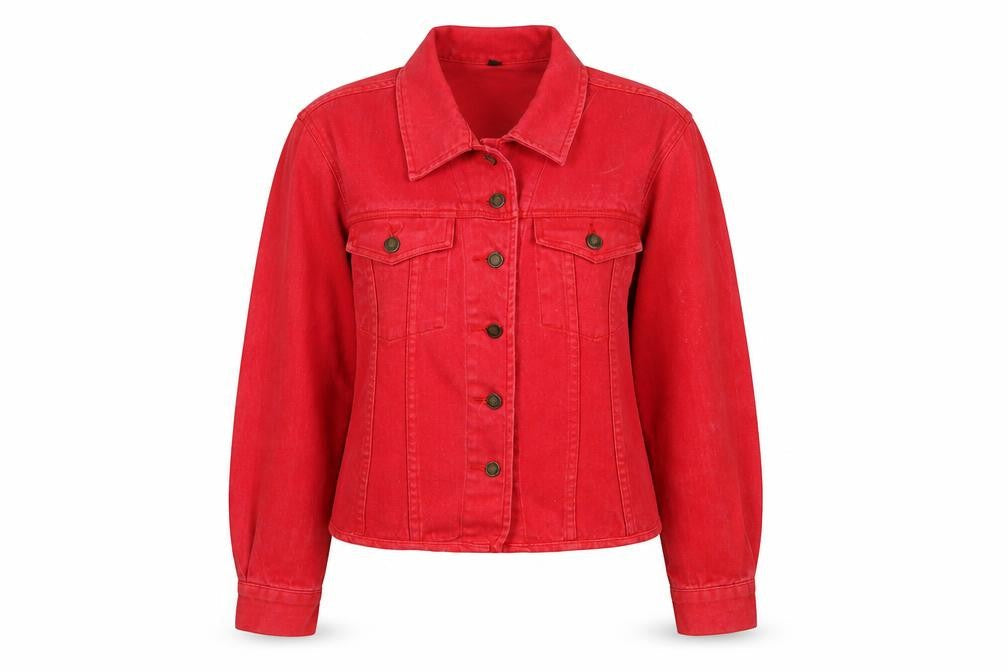 St Bernard Women's Red Cotton Basic Denim Jacket Size 10