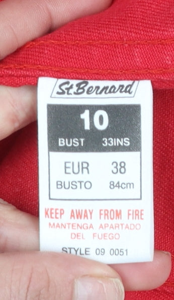 St. Bernard Women's Red Cotton Basic Denim Jacket Size 10