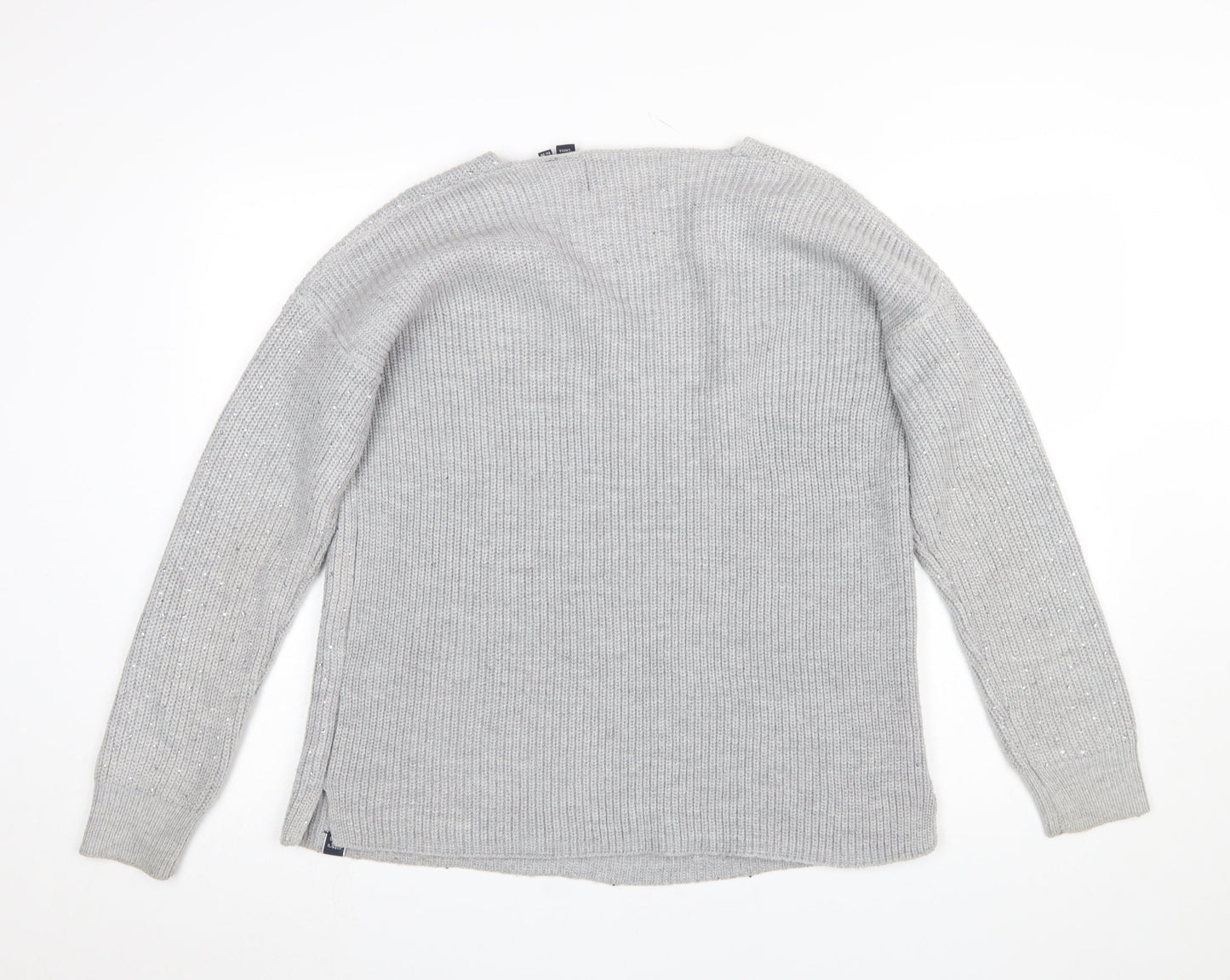 Superdry Women’s Grey V-Neck Sequin Knit Jumper Size 10