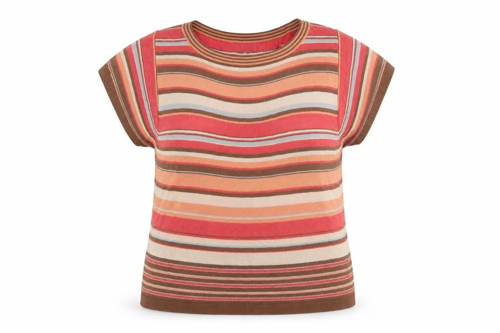 Next Women’s Multicoloured Striped Short Sleeve Viscose Jumper Size 14