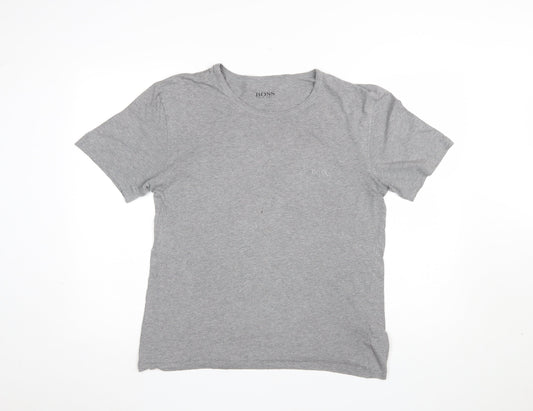 Hugo Boss Men's Grey Crew Neck Cotton T-Shirt Size L Classic Fit