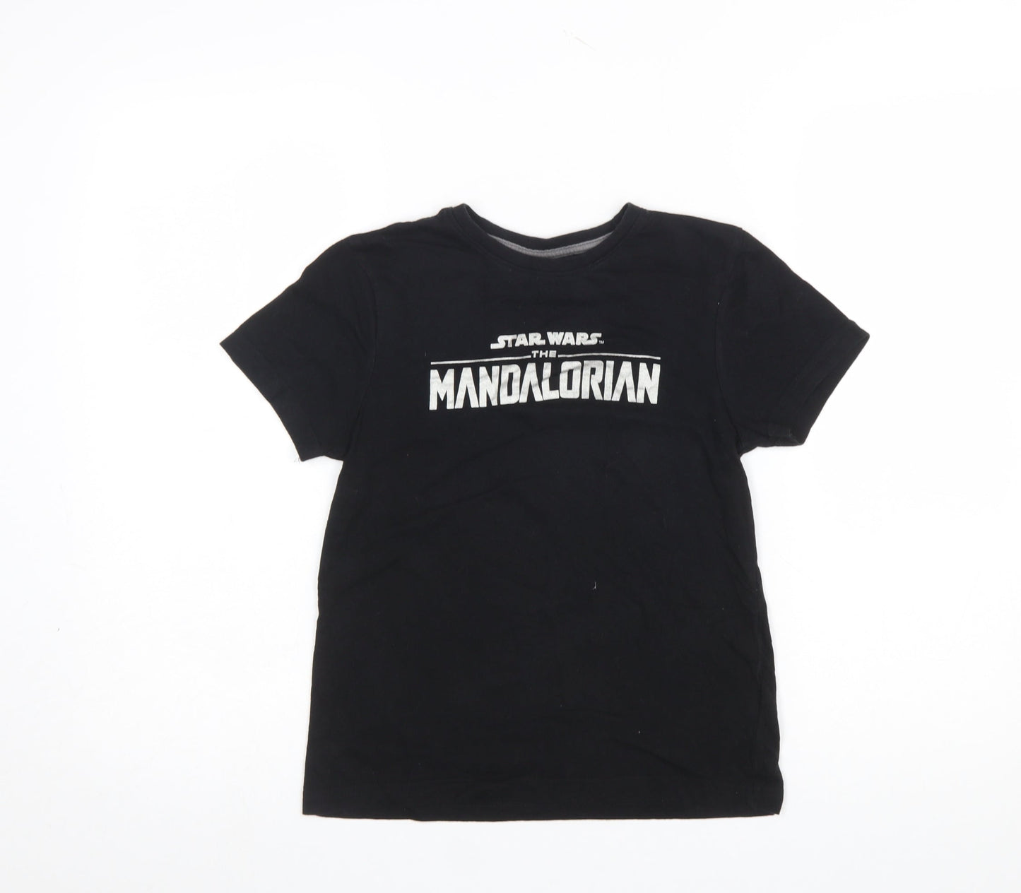 Primark Boys Black Star Wars Mandalorian T-Shirt 8-9 Years Graphic Tee