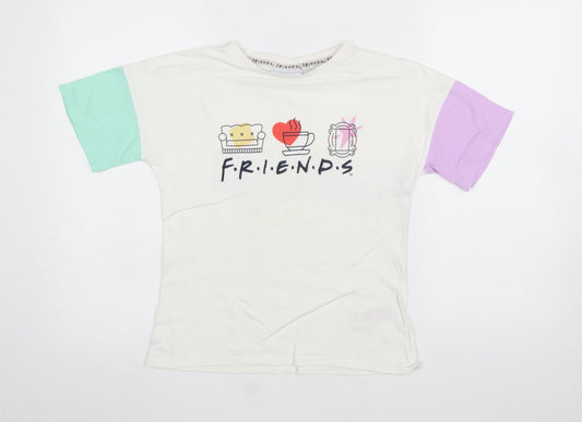 Primark Girls Multicoloured Friends Graphic Short Sleeve T-Shirt 8-9 Years