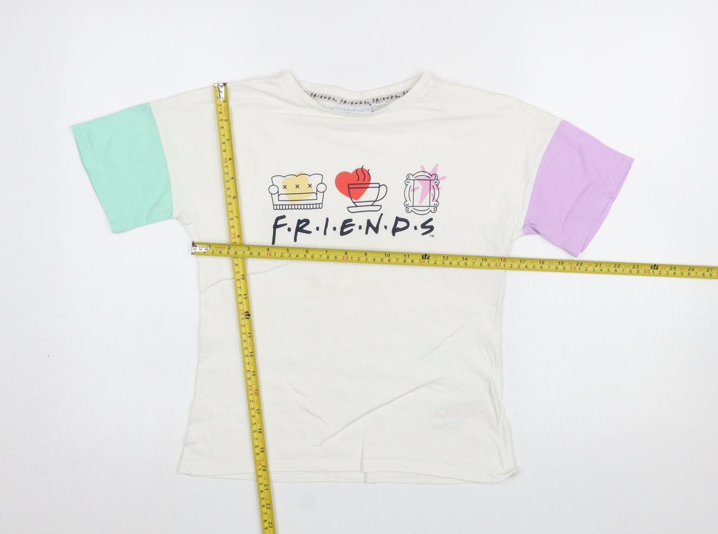 Primark Girls Multicoloured Friends Graphic Short Sleeve T-Shirt 8-9 Years