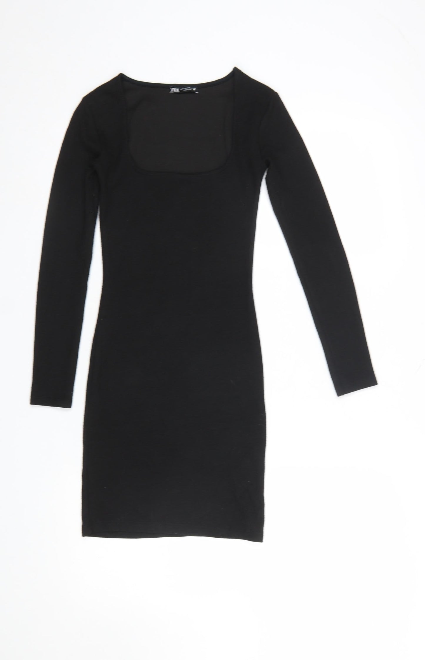 Zara Women Black Long Sleeve Bodycon Short Dress Size 10