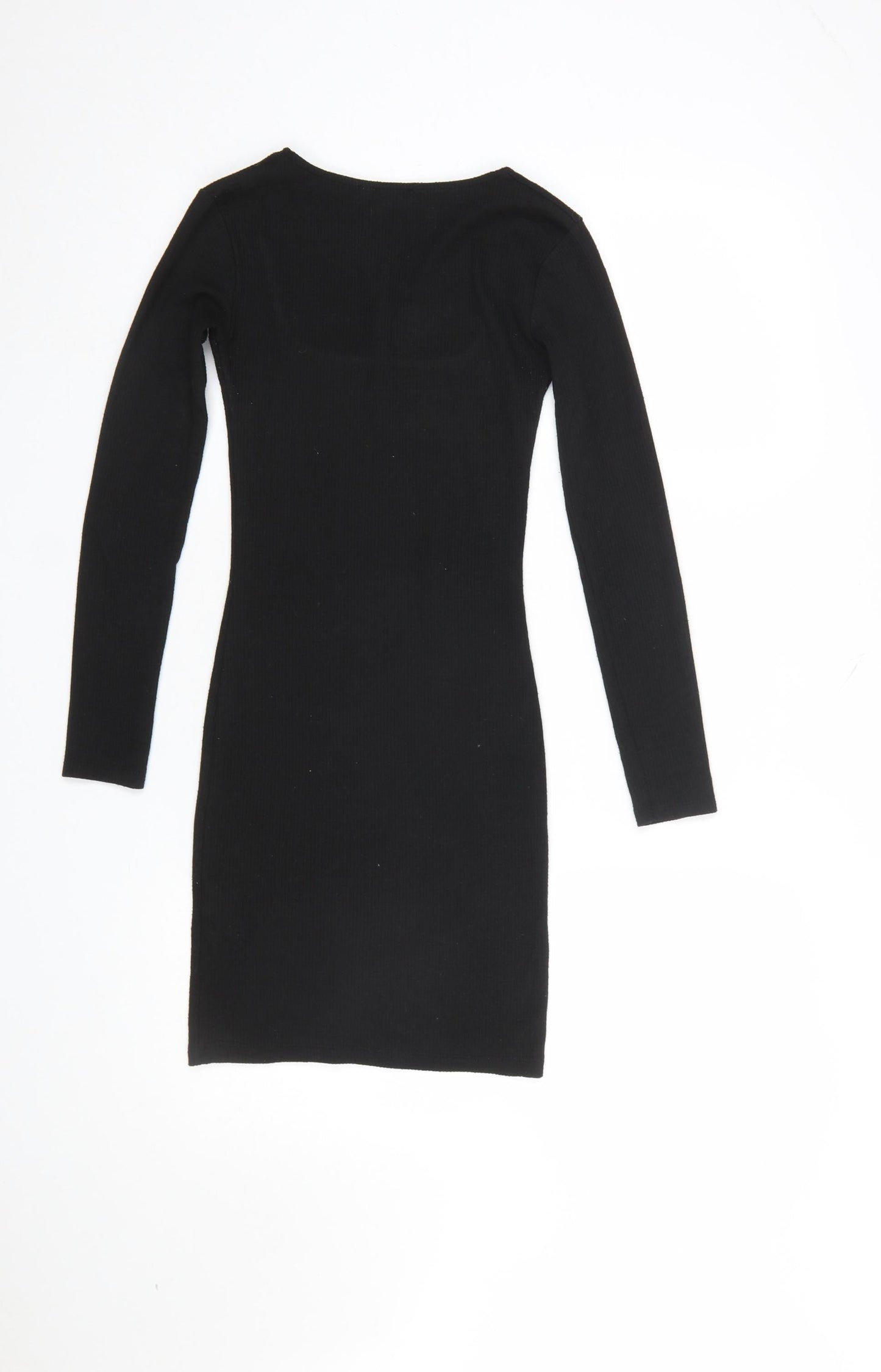 Zara Women Black Long Sleeve Bodycon Short Dress Size 10