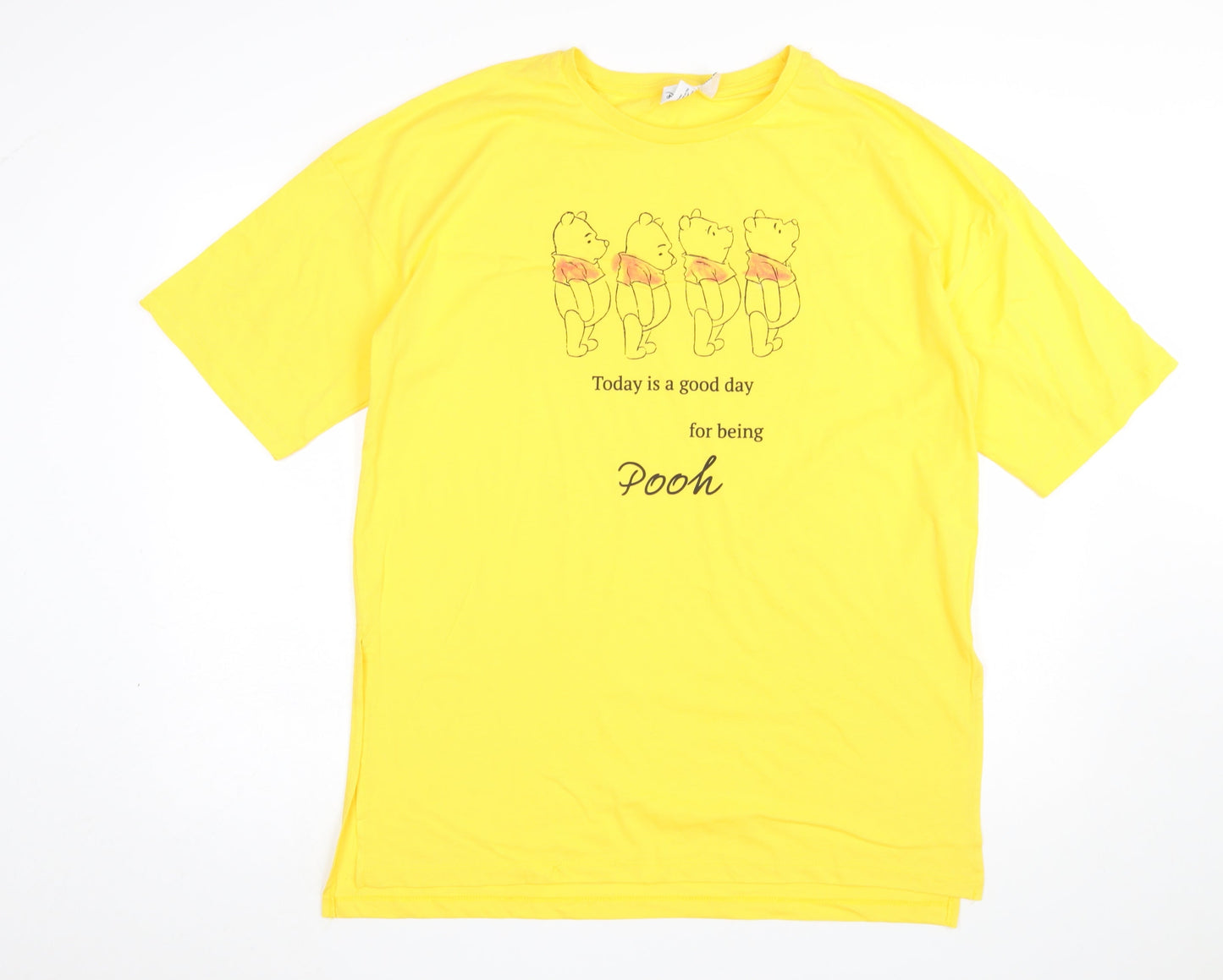 Disney Winnie The Pooh Yellow Women's Nightshirt T-Shirt Style Size 12