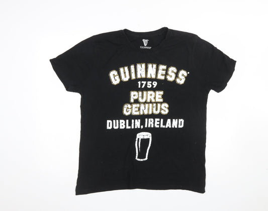 Guinness Men's Black Large Graphic Beer T-Shirt Cotton Short Sleeve