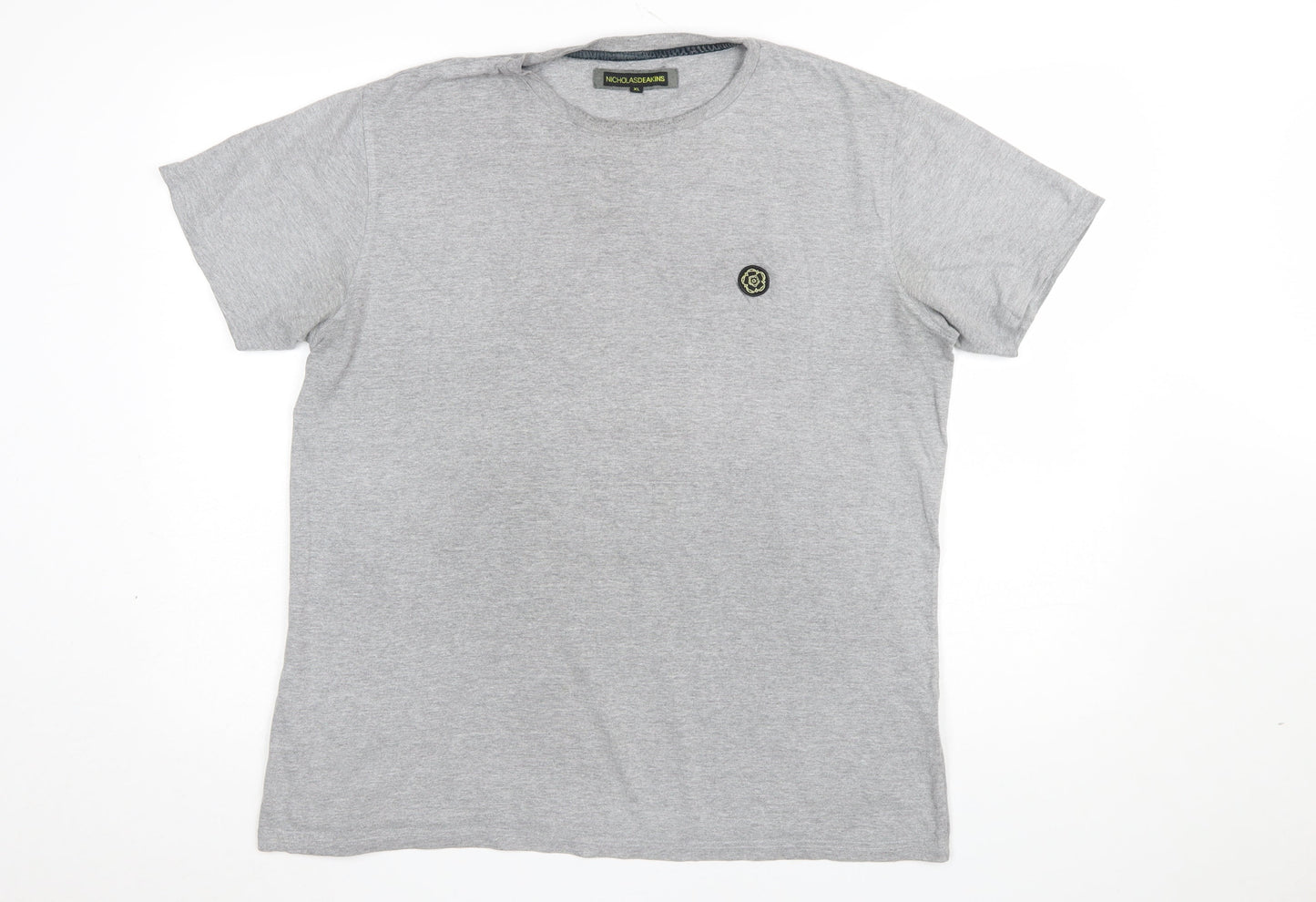 Nicholas Deakins Men's Grey XL Crew Neck Cotton T-Shirt