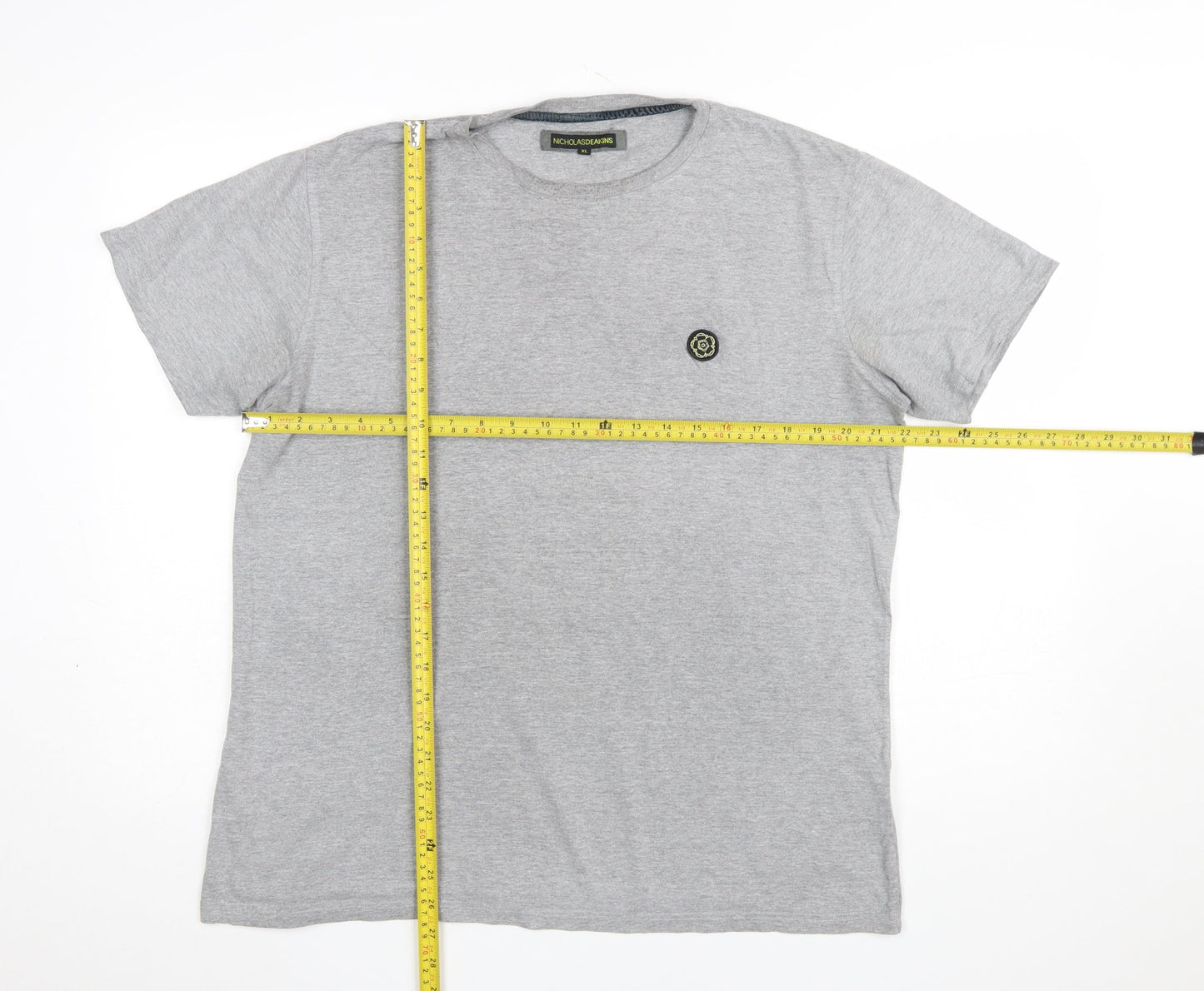 Nicholas Deakins Men's Grey XL Crew Neck Cotton T-Shirt
