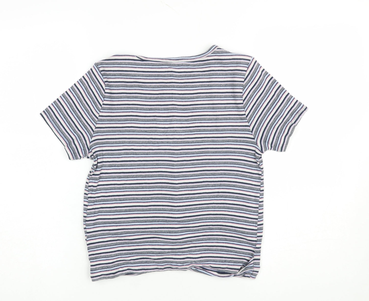 Hollister Women’s Multicoloured Striped Slim Fit Cotton T-Shirt S
