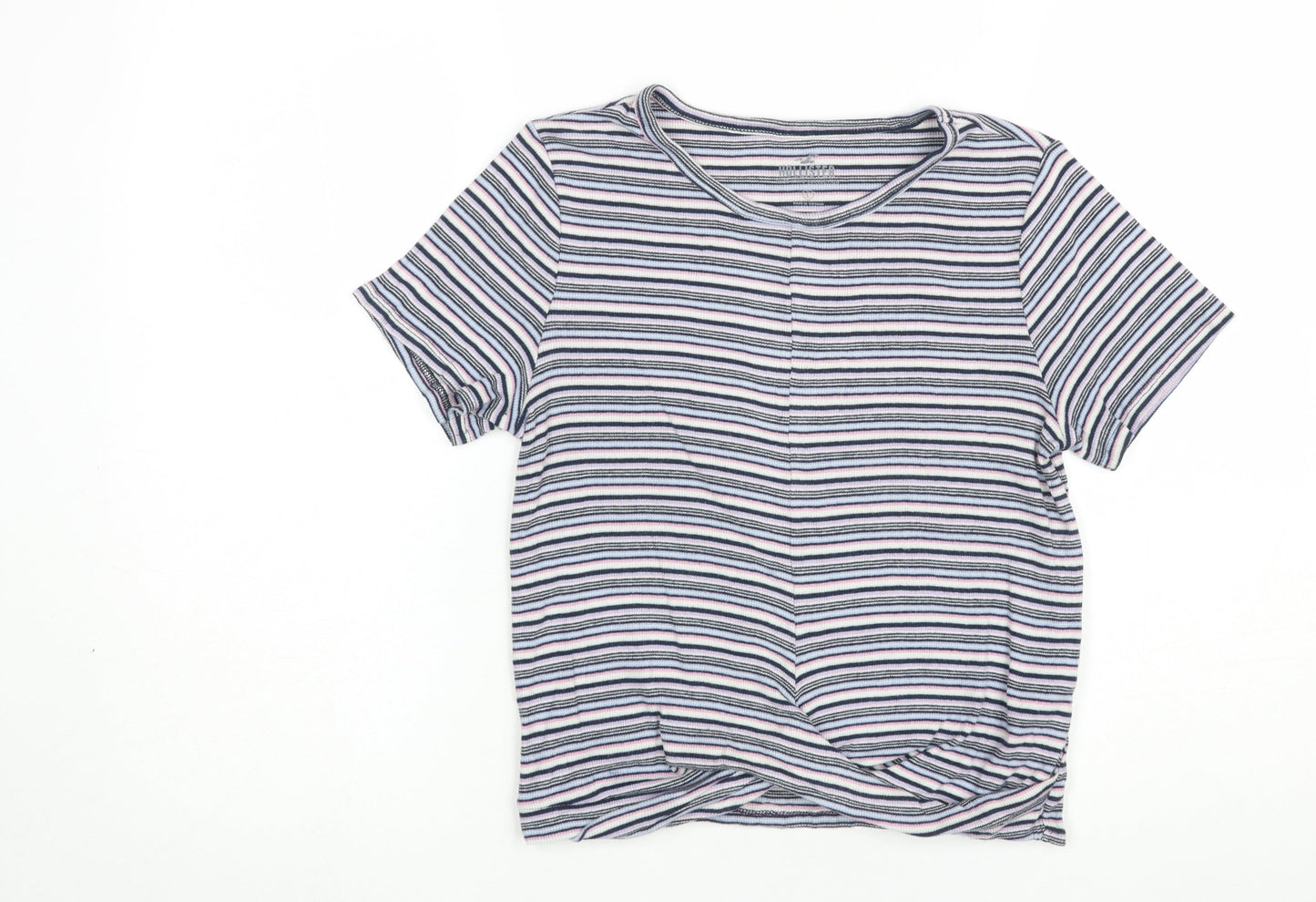 Hollister Women’s Multicoloured Striped Slim Fit Cotton T-Shirt S