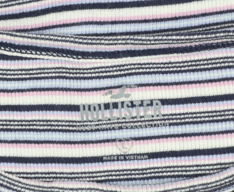 Hollister Women’s Multicoloured Striped Slim Fit Cotton T-Shirt S